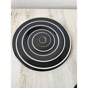 Pier 1 swirl‎ black plate art white unique retired